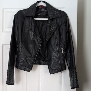 5/48 Black Studded Faux Leather Jacket